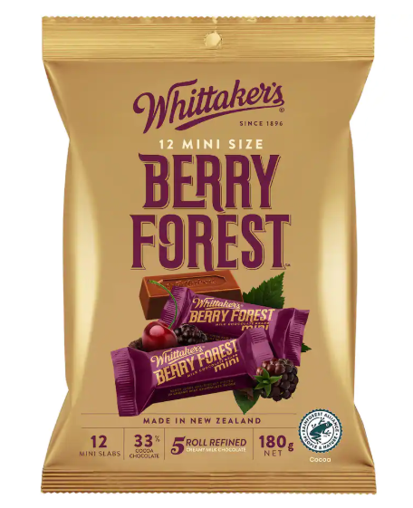 Whittakers Chocolate Sharepack Berry Forest Mini Slabs 180g