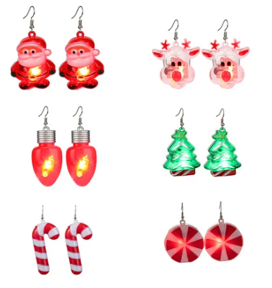 Christmas Novelty Light Earrings + Batteries (Designs will Vary)