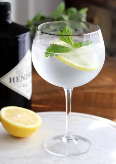 Gin Glass with Silver Rim, Set of 4