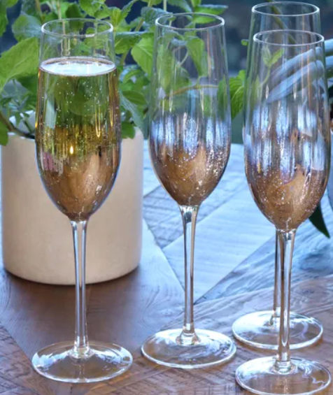 Starry Sky Champagne Flute, silver, set of 4