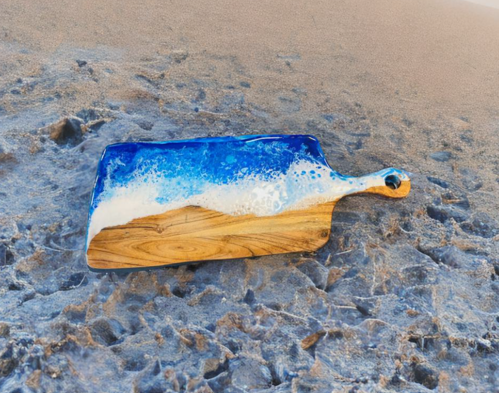 Beach'd 1. Ocean Waves - Resin & Wood Charcuterie Board- Acacia Wood