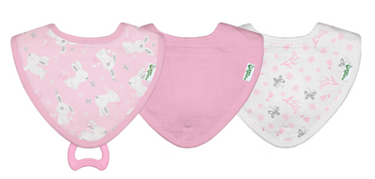 Stay-dry Teether Bibs made from Organic Cotton (3pk)-0/12mo