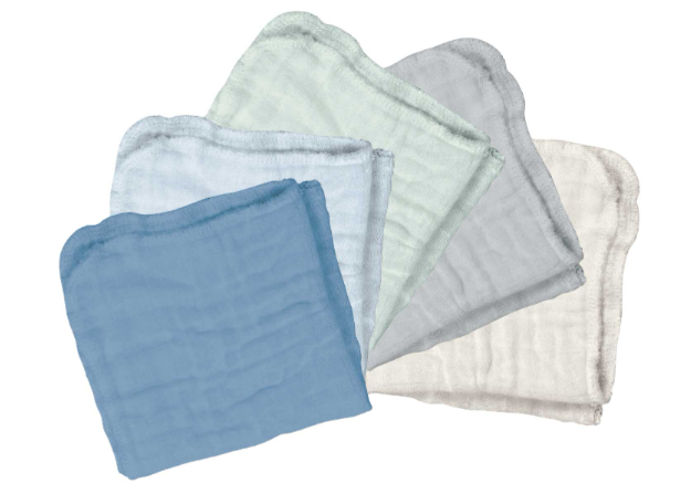 Muslin Face Cloths made from Organic Cotton (5pk)