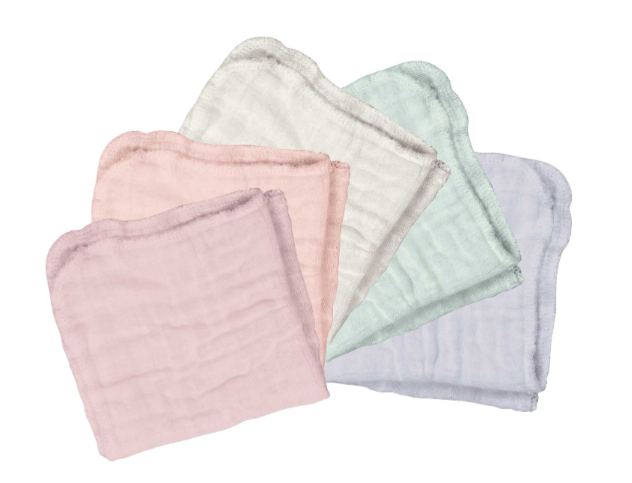 Muslin Face Cloths made from Organic Cotton (5pk)
